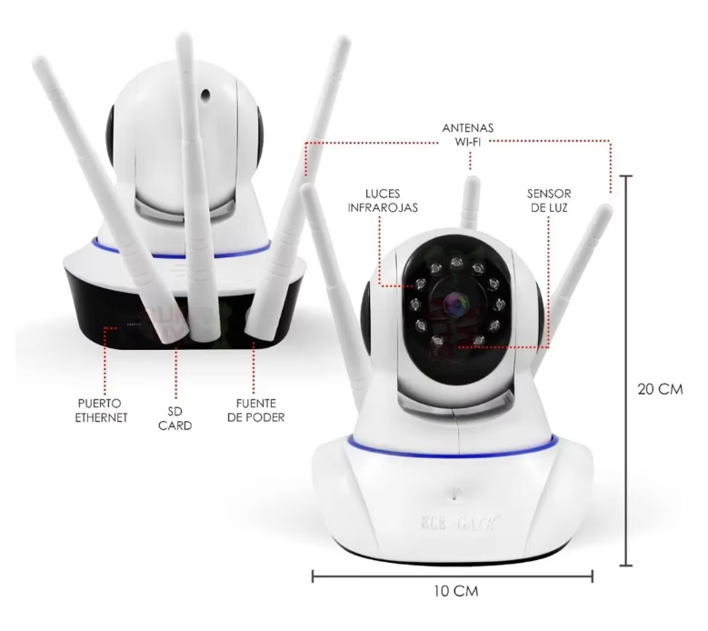 IP Security Camera 3 Wifi Antennas Full HD Night Vision With Alarm Home Office