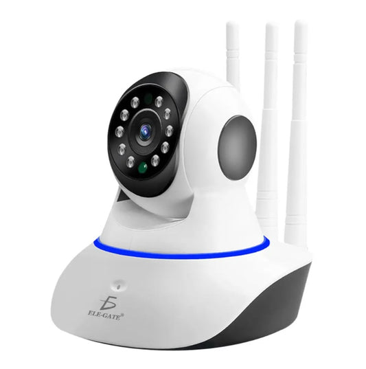 White security camera with antennas on a white background
